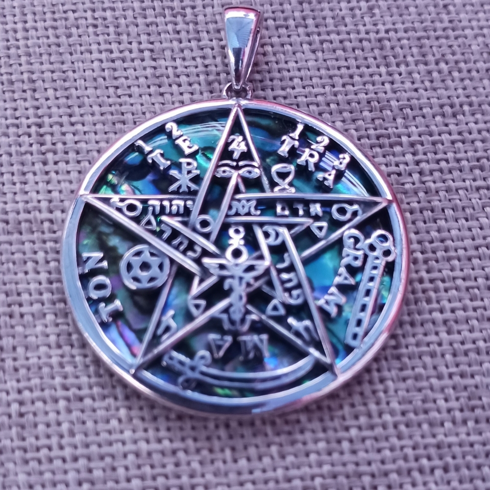 .925 Tetragrammaton Pentadant with Abolone